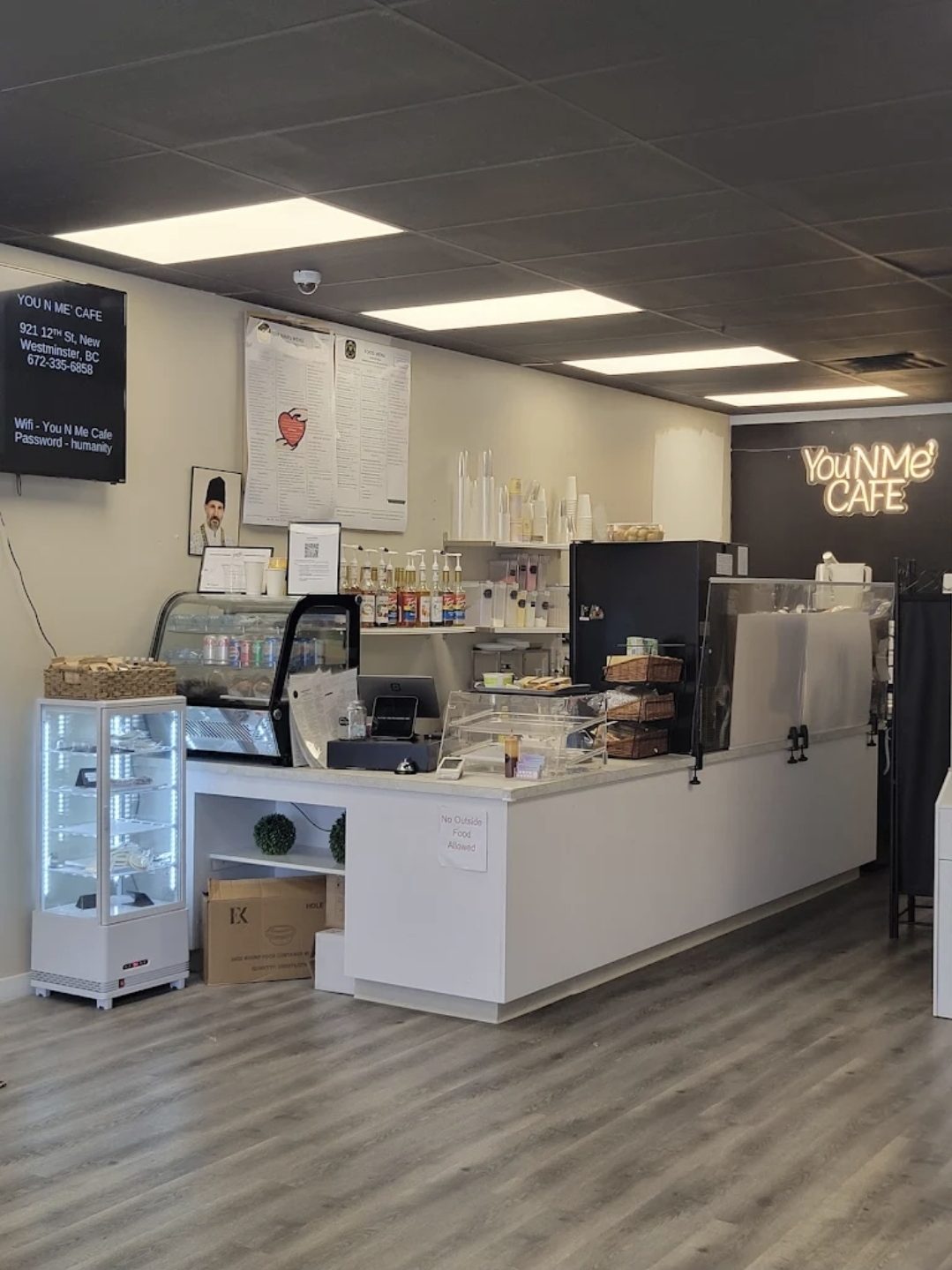 The counter and till at You N Me' Café